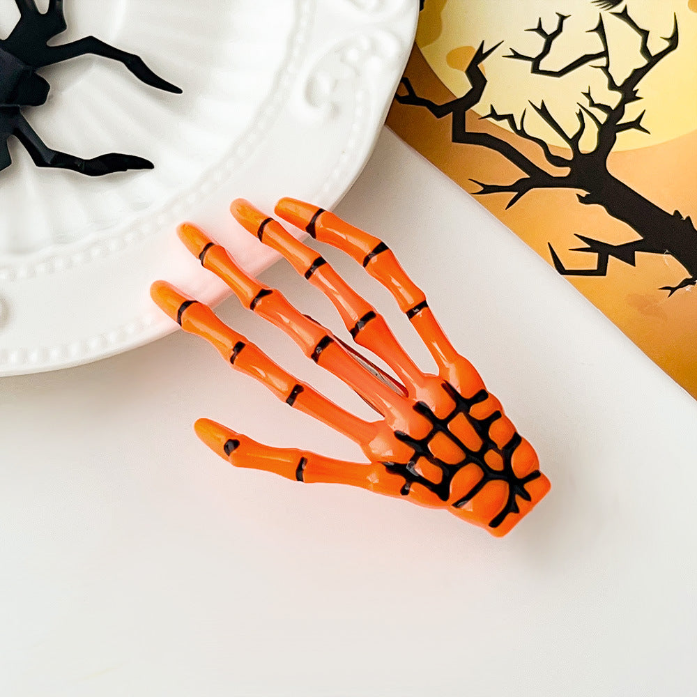 Halloween Skeleton Hand Hair Clip, Fun Spooky Party Side Hairpin Holiday Accessory