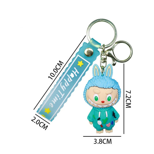 Labubu Pajamas Silicone Keychain With Various Character Designs