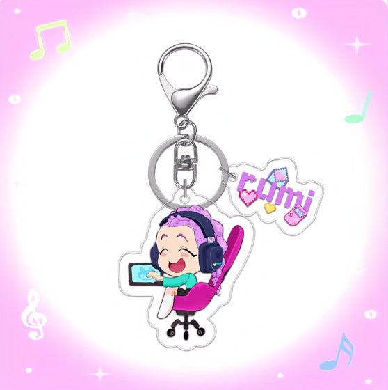 Kpop Demon Hunters Anime Keychain Set 2PCS Acrylic Girl Group Pendants for Bags & Backpacks
