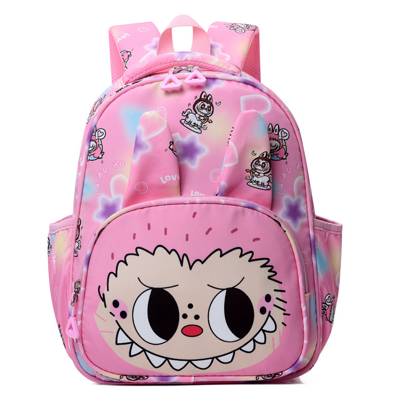Labubu Print Large Zipper Backpack Back To School Bag Kindergarten Gift