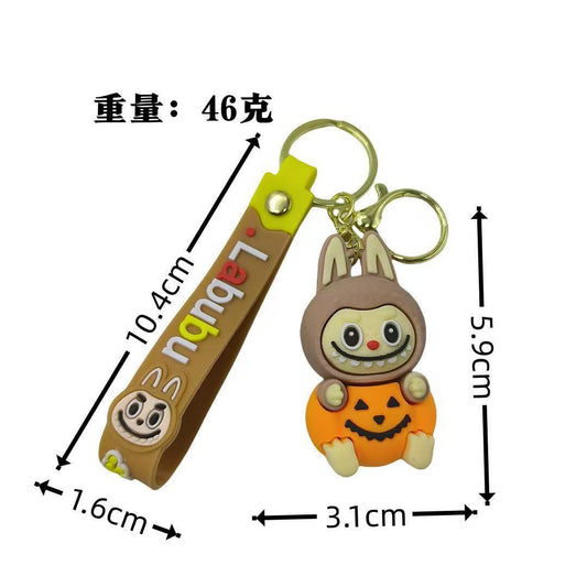 Labubu Halloween Pumpkin Silicone Keychain With Various Character Designs