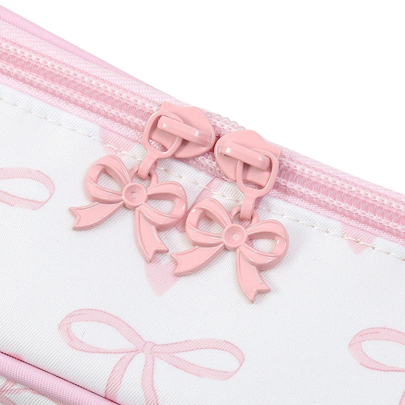 Bow Print Makeup Bag Large Travel Toiletry Pouch Portable