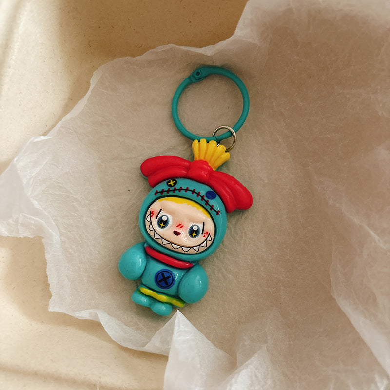 Labubu Silicone Keychain Backpack Charm Cartoon Character Keyring Accessory Gift