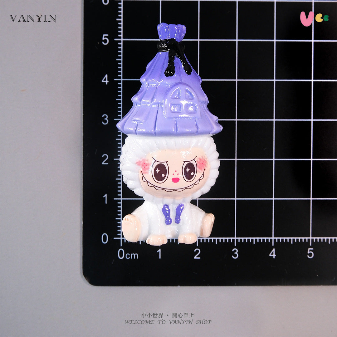 Labubu Flocked Mini Figurine Cute Collectible Desk & Car Decoration Toy