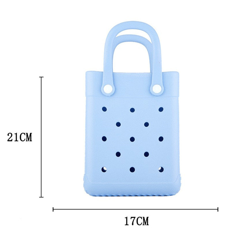 EVA Small Square Beach Bag with Hole Design Handheld Tote