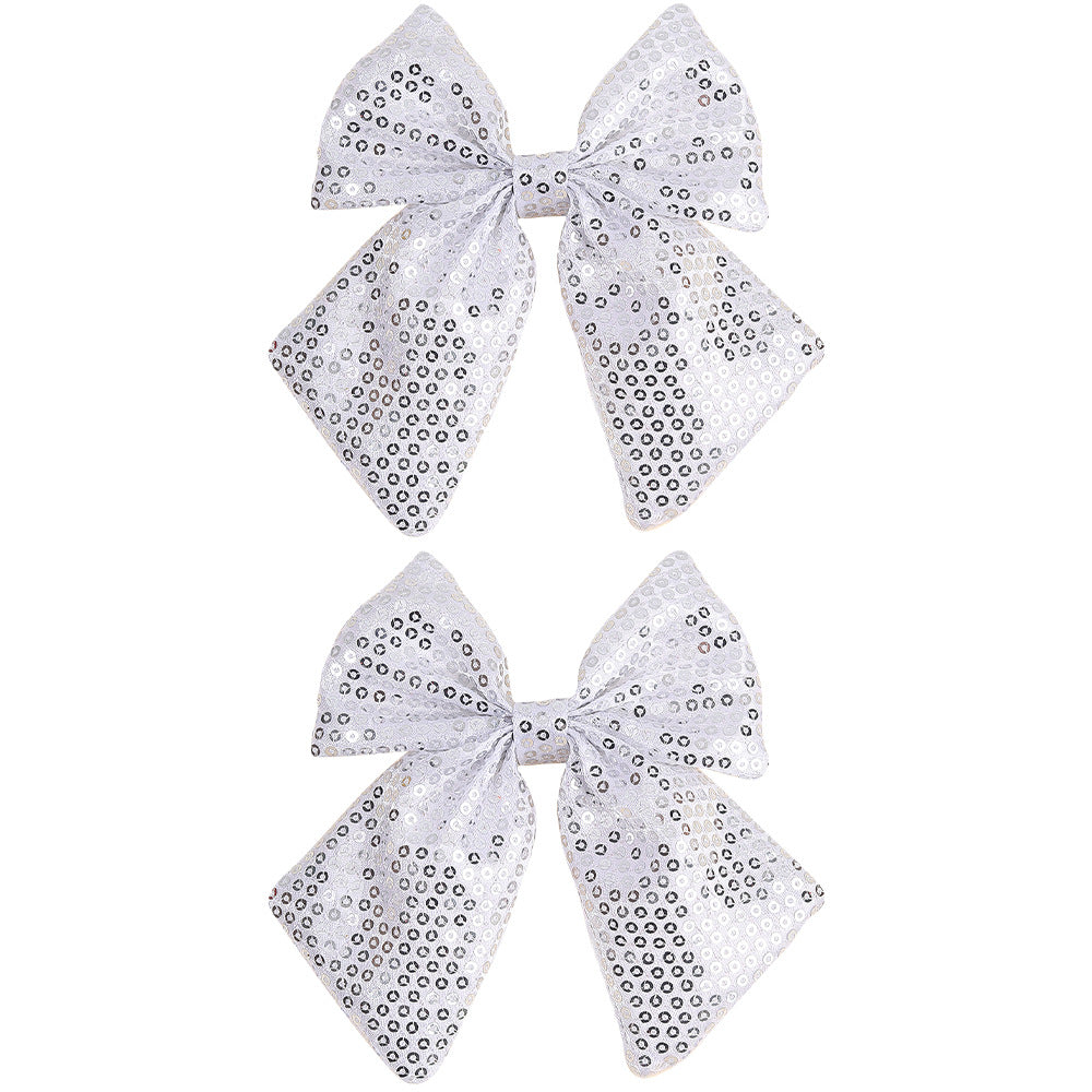 Christmas Bow Hair Clips – Solid Pearl Glitter Bow Barrettes for Girls