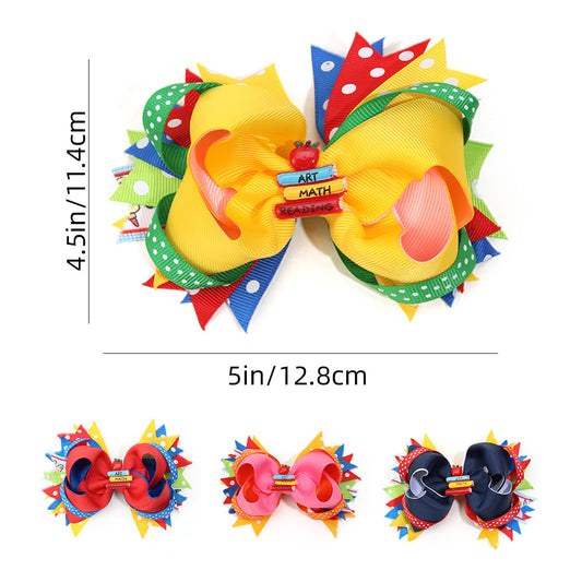 Back-to-School Hair Clips Pencil & Bow Hairpins for Girls