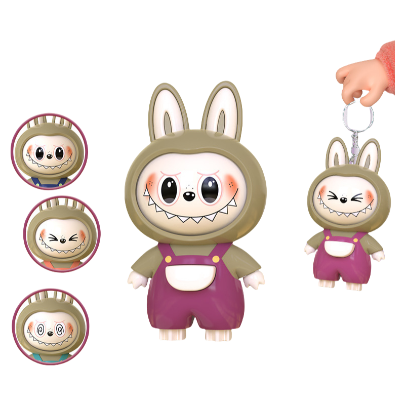 Lalabu Squeeze & Change Face Toy Cute Plastic Fidget Keychain for Stress Relief