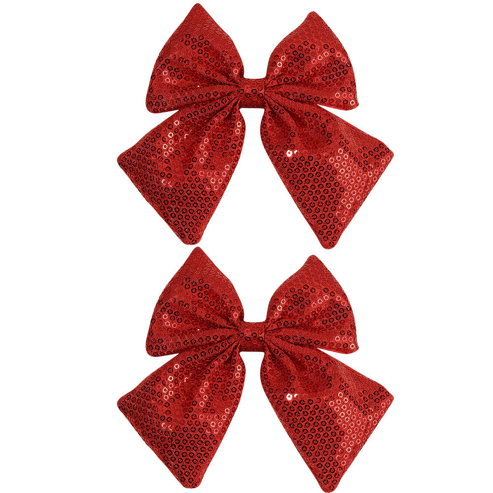 Christmas Bow Hair Clips – Solid Pearl Glitter Bow Barrettes for Girls