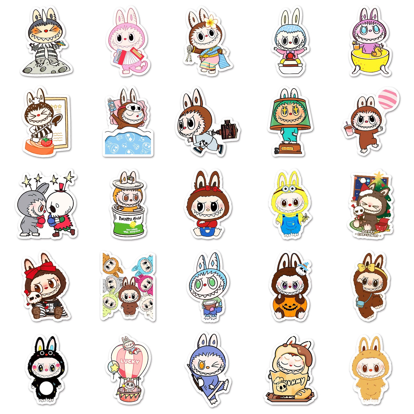50Pcs Labubu Stickers – Cute Waterproof Cartoon Decals for Laptop, Phone & Water Bottle