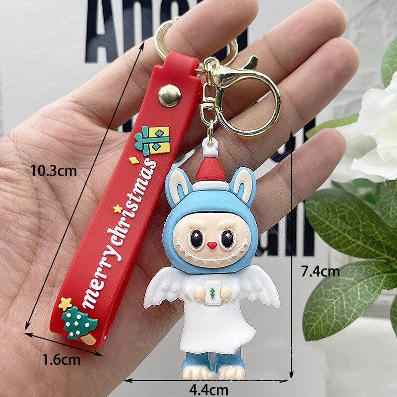 Labubu Christmas Santa Claus Silicone Keychain With Various Character Designs