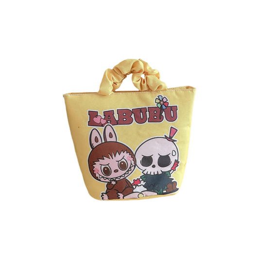 Labubu Cartoon Canvas Tote Bag Handheld Purse with Magnetic Closure