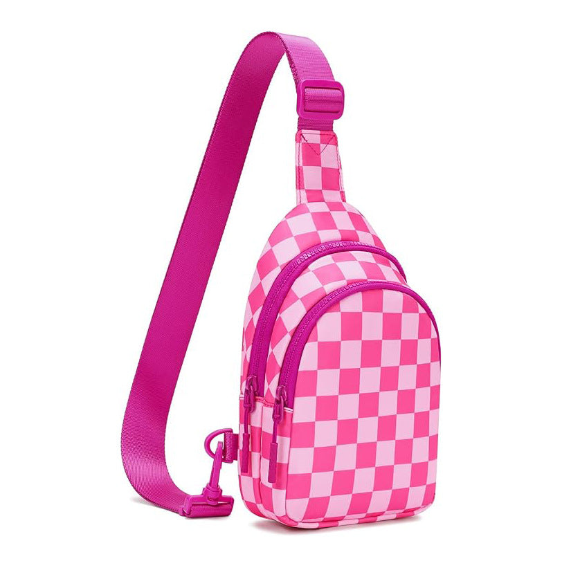 Sport Waist Pack Nylon Checkerboard Crossbody Bag Pastel