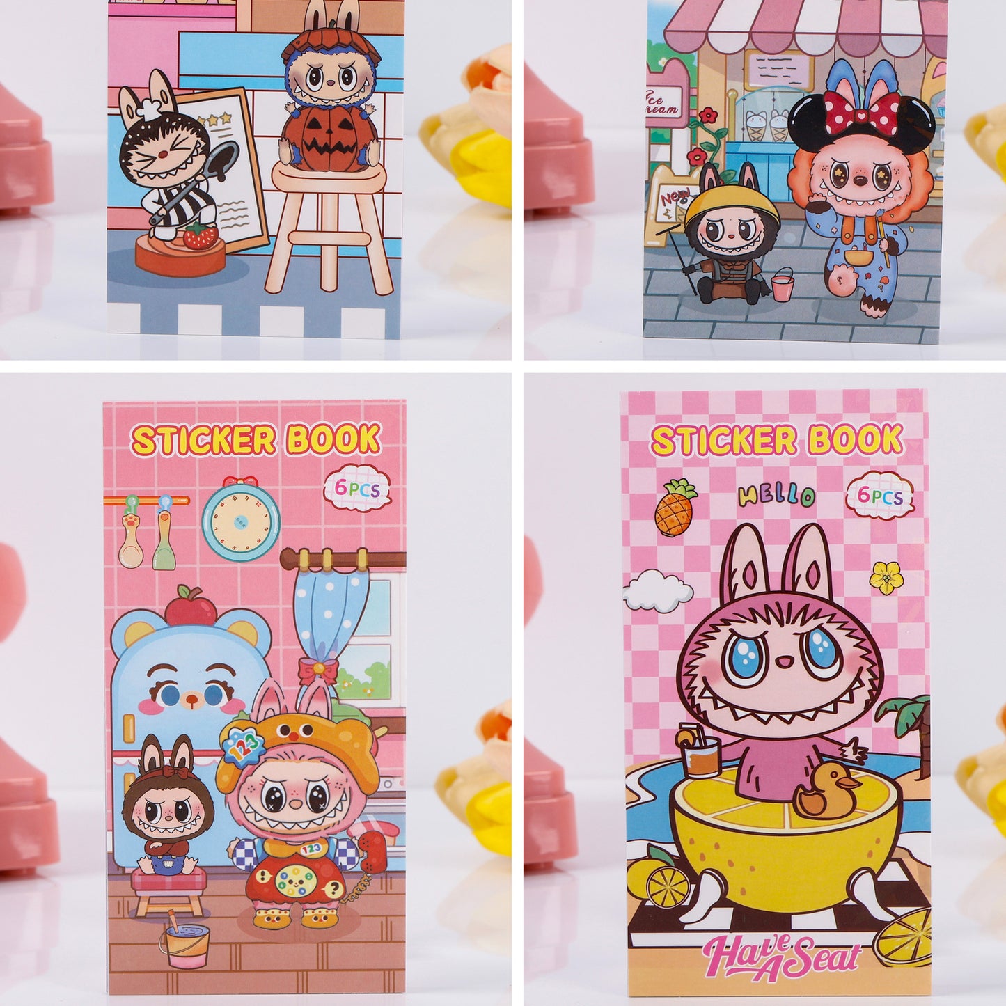 Labubu Stickers Book Cute Cartoon Character Decals DIY Scrapbooking & Craft Supplies