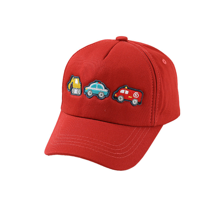 Kids Embroidered Baseball Cap Cars Fire Truck Digger Designs