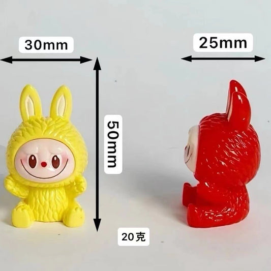 Labubu Flocked Glow-in-the-Dark Mini Figurine Car Decoration DIY Collectible Toy Accessory