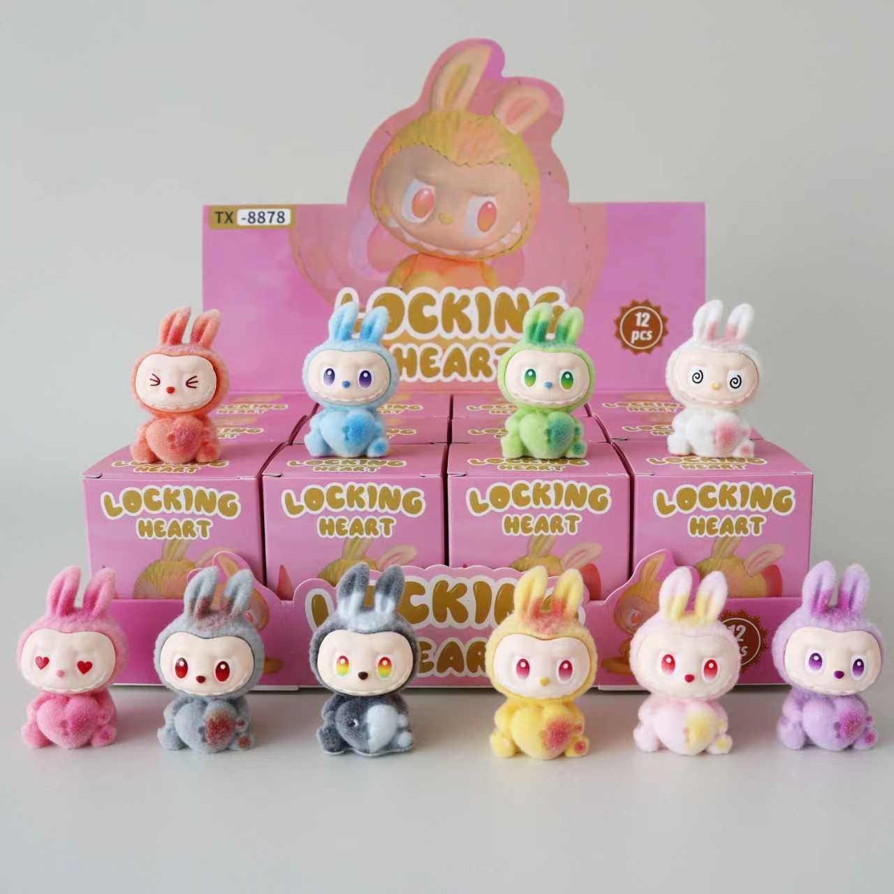 Labubu Flocked Vinyl Figure Collectible Toy Blind Box Surprise Trendy Desk Decor 12Pcs