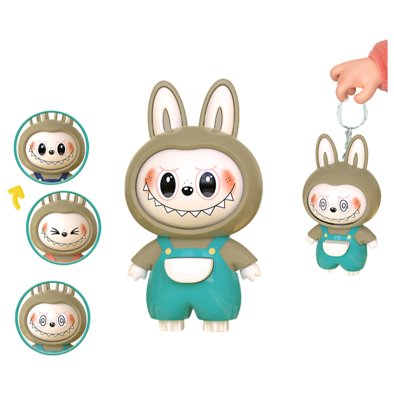 Lalabu Squeeze & Change Face Toy Cute Plastic Fidget Keychain for Stress Relief