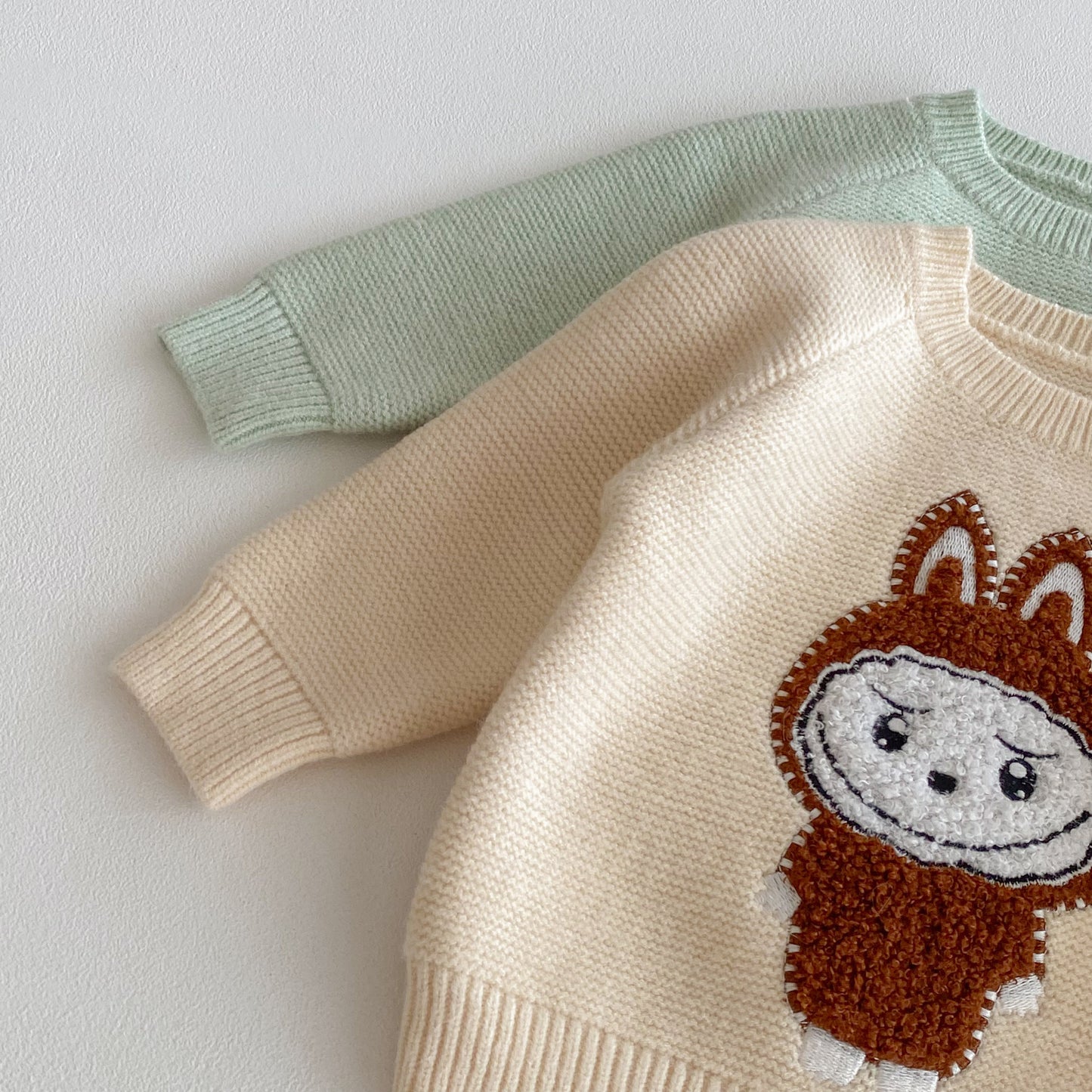 Labubu Pattern 2025 Fall/Winter Kids Cartoon Knit Sweater Unisex Crewneck Pullover