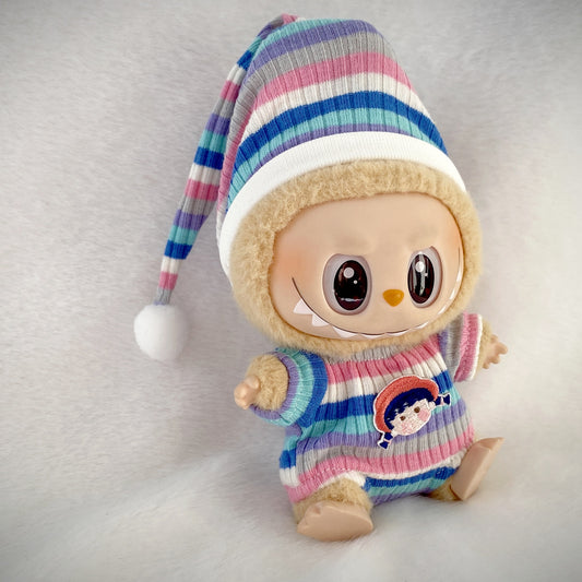 17cm Labubu Rainbow Stripe Set Outfit Changeable Costume