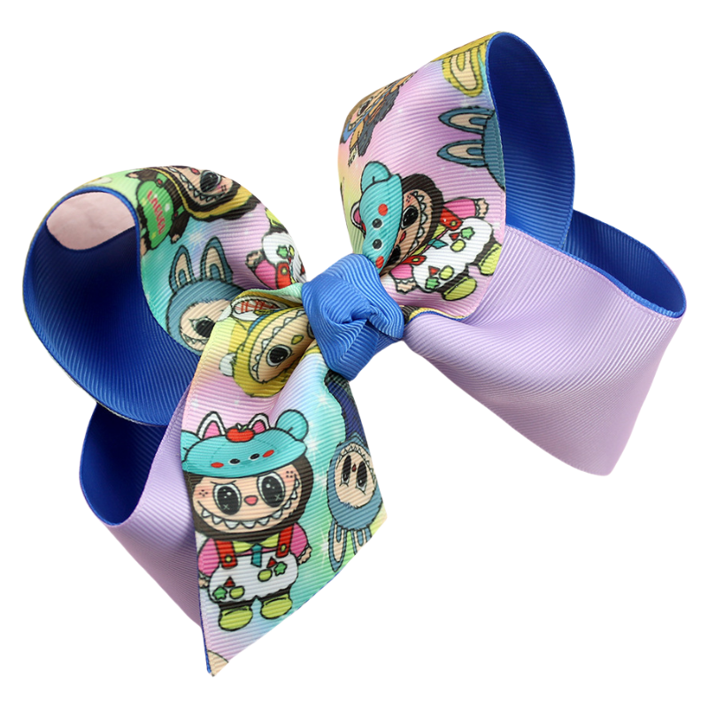 Labubu Printed Hair Clip Fabric Bow Hair Accessory for Kids Girls