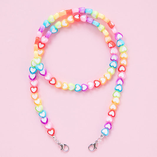 Colorful Heart Beaded Chain | 3-in-1 Glasses Chain, Mask Chain & Phone Strap (24.4")