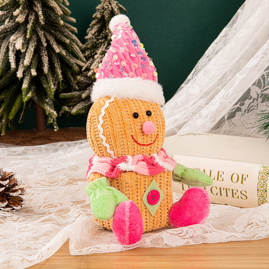 Christmas 2025 Gingerbread Man Figurine Square Ornament, Kids Gift Party Tabletop Decoration