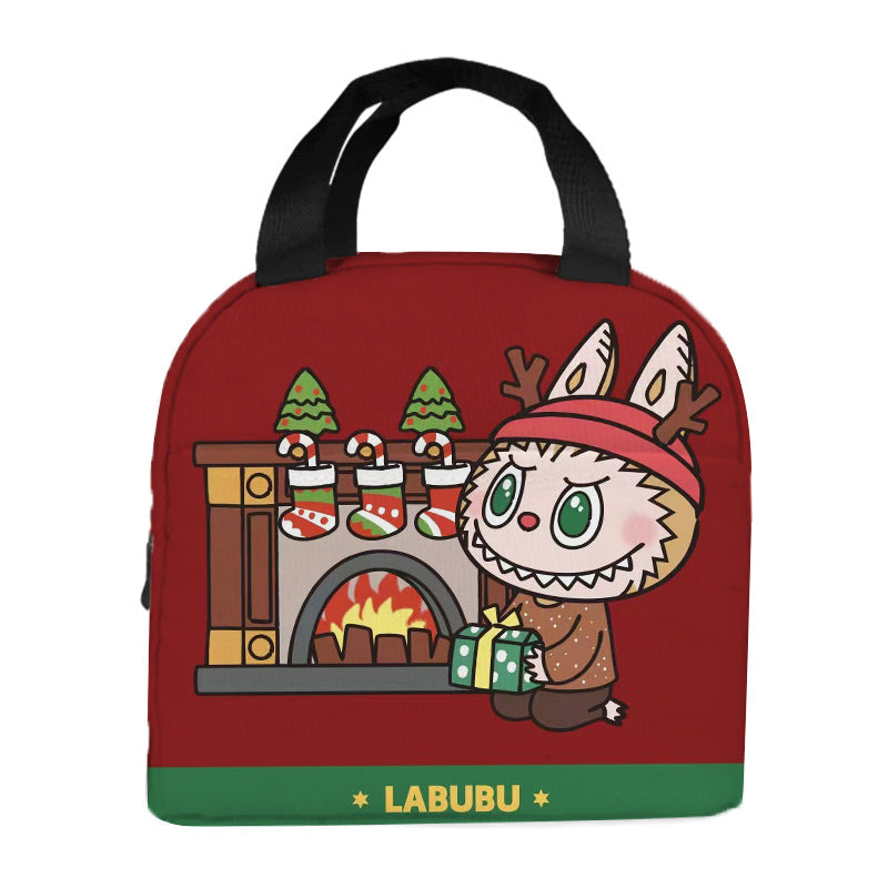 Labubu Christmas 2025 Cartoon Lunch Bag Insulated Bento Box Tote for Kids Adult