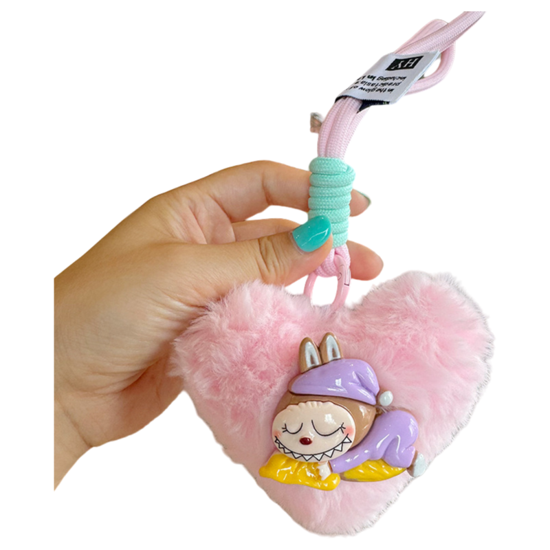 Lalububu Plush Keychain Heart-Shape Bag & Car Key Accessory 3 Colors