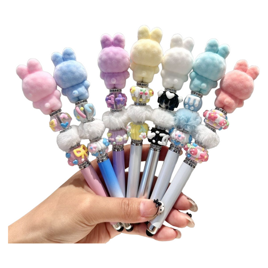 Flocking Labubu Decorative Ballpoint Pens Multi-Color Options, Cute Stationery for School & Office