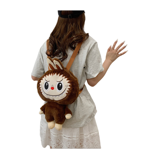 Kids Girls Labubu Soft Plush Backpack Large-capacity Character Doll Bag