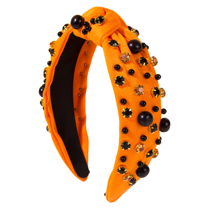 Halloween Fall Pumpkin Corn Candy Headband Seed Beads Rhinestones Pearl Knot