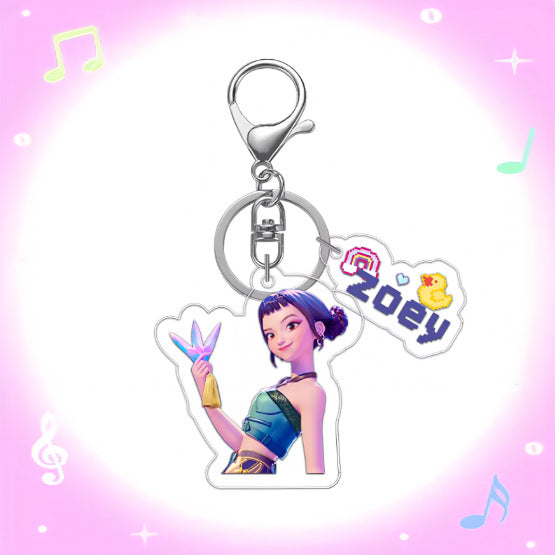 Kpop Demon Hunters Anime Keychain Set 2PCS Acrylic Girl Group Pendants for Bags & Backpacks