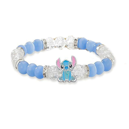 Anime Cartoon Crystal Beaded Stretch Bracelet Blue Pink Elastic Jewelry