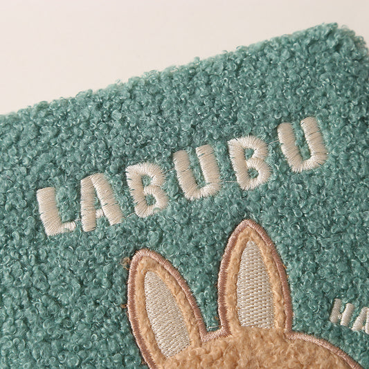 Labubu Embroidered Cartoon Teddy Fleece Plush Notebook Creative Kids Journal DIY Planner