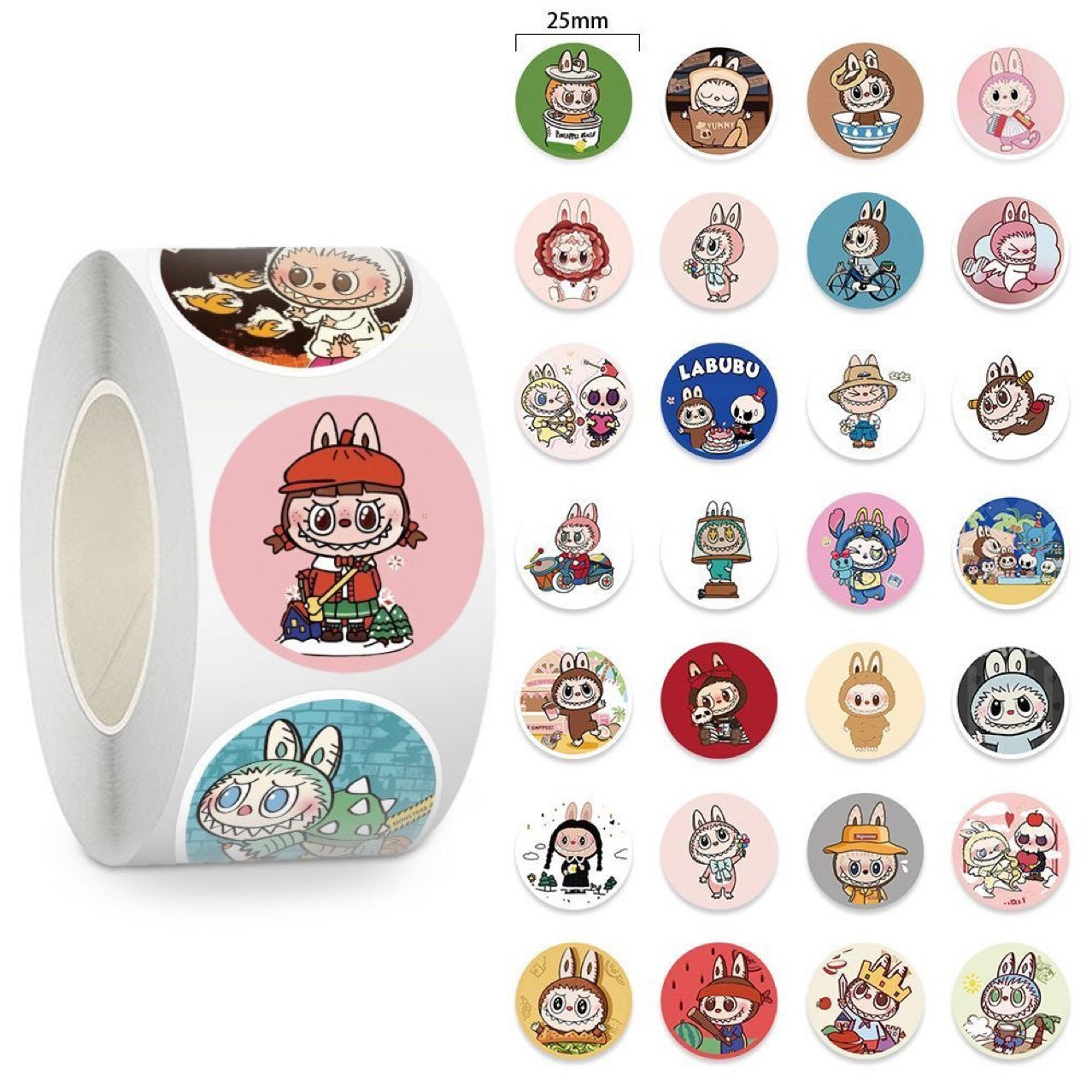 Labubu Sticker Roll Cartoon Stickers For Journaling Scrapbooking Student Decoration