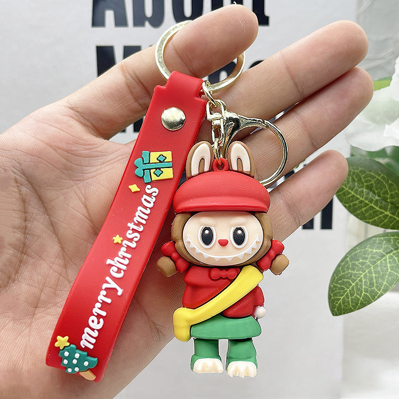 Labubu Christmas Santa Claus Silicone Keychain With Various Character Designs