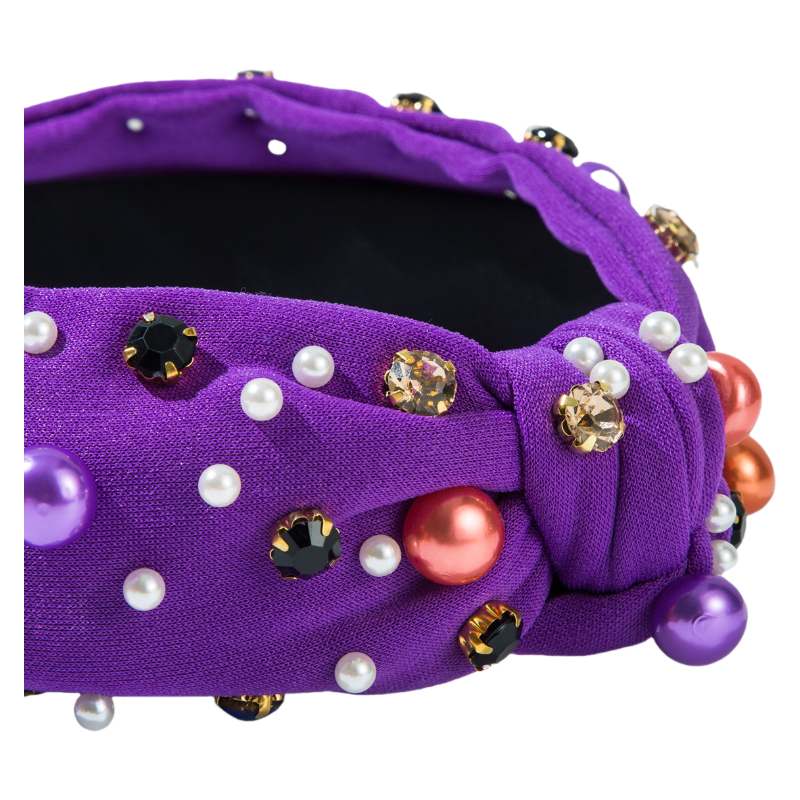 Halloween Fall Pumpkin Corn Candy Headband Seed Beads Rhinestones Pearl Knot