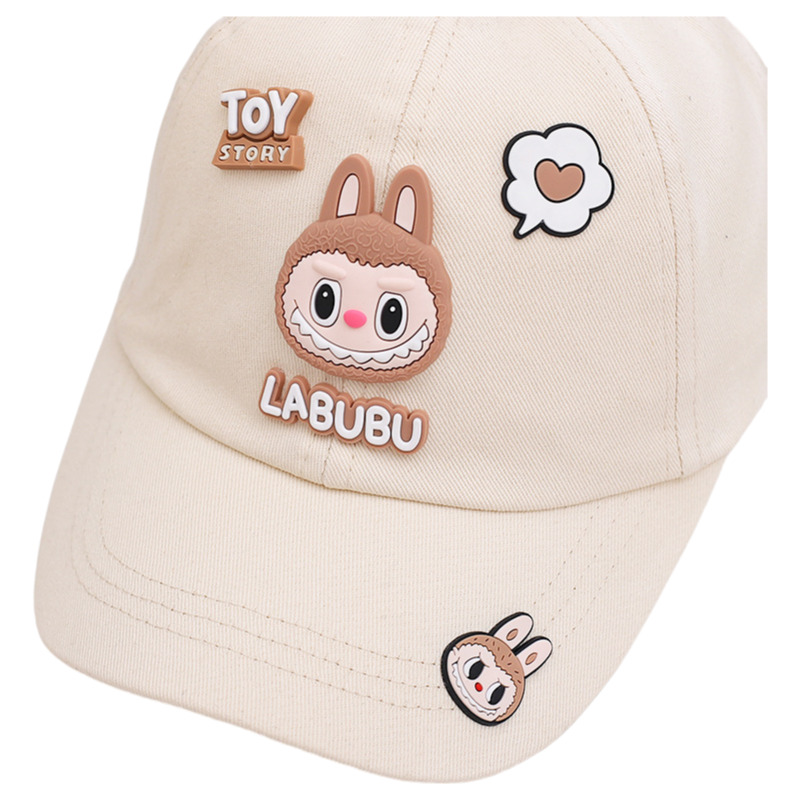 Labubu Kids Baseball Cap with 3D Silicone Patches Adjustable Hat in 4 Colors