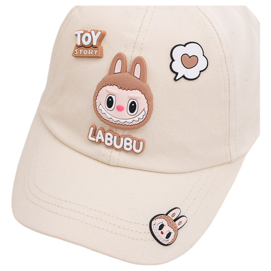 Labubu Kids Baseball Cap with 3D Silicone Patches Adjustable Hat in 4 Colors