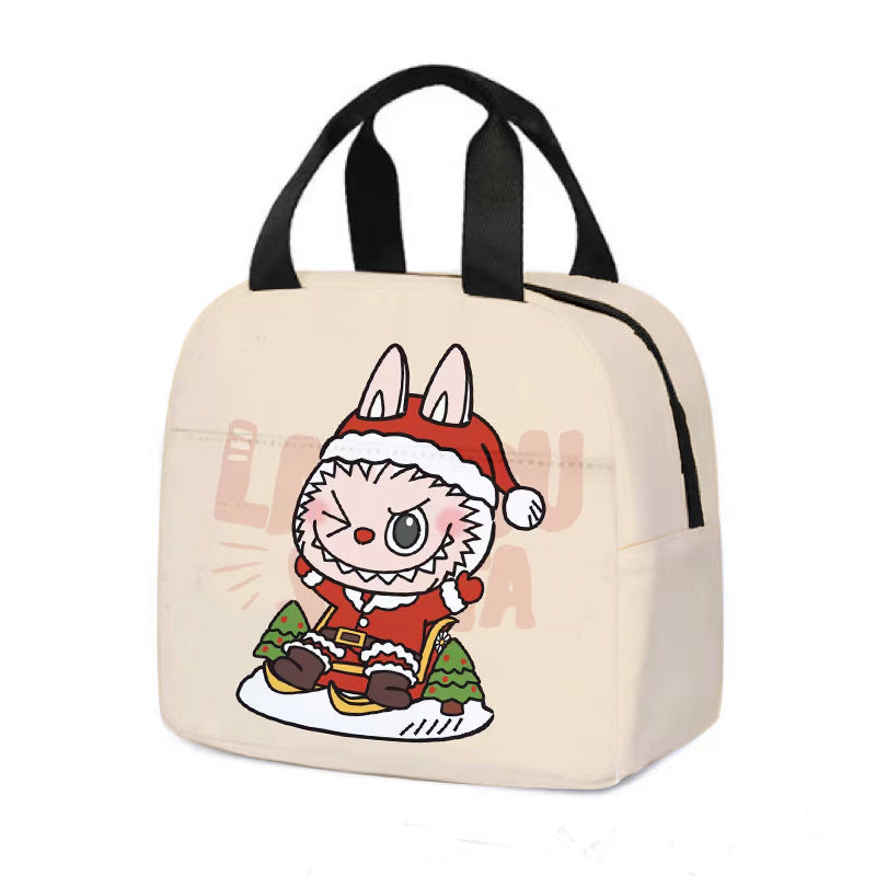 Labubu Christmas 2025 Cartoon Lunch Bag Insulated Bento Box Tote for Kids Adult