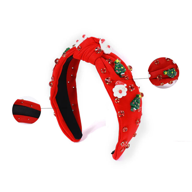 Girls Christmas Tree Santa Pearl Rhinestone Fashion Headwear
