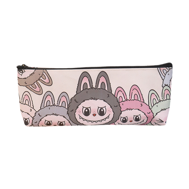 LABUBU Kids' Pencil Case Double-Sided Printed PU Zipper Pouch for School Supplies