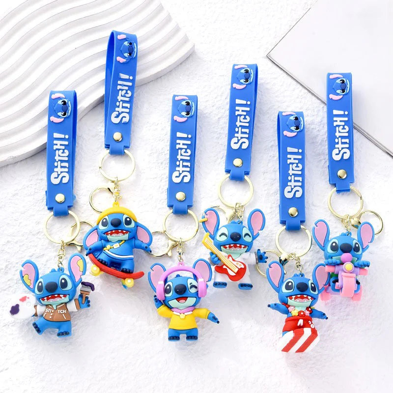 Cute Stitch Cartoon Keychain β Decorative Pendant with Lanyard Strap