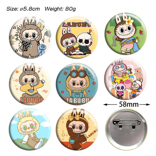 Labubu Cartoon Creative Pins, Cute Heart Brooch Badges (Multiple Styles)