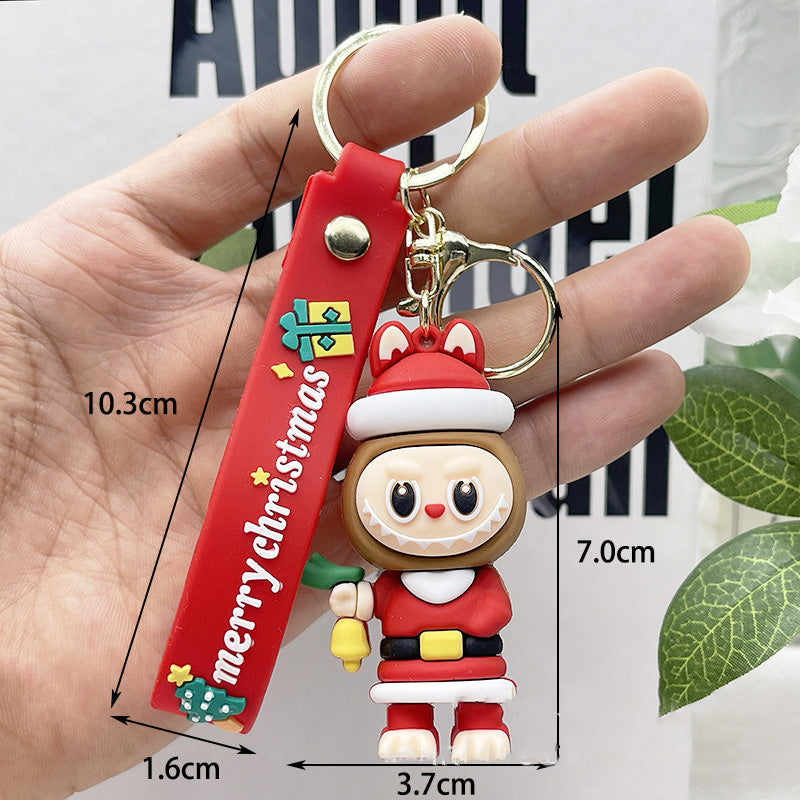 Labubu Christmas Santa Claus Silicone Keychain With Various Character Designs