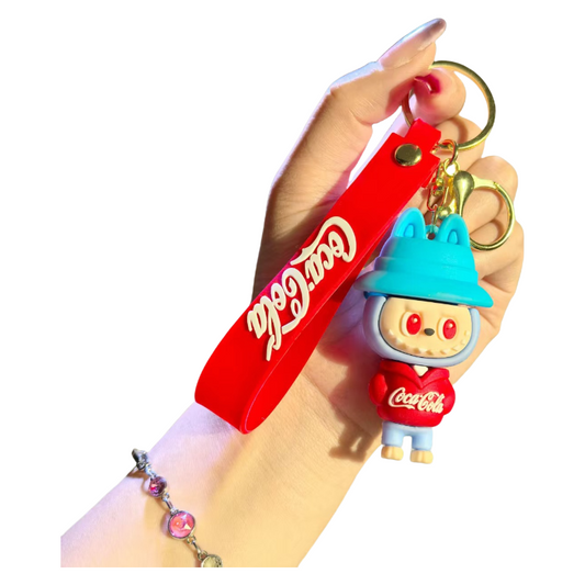 Labubu Cola Shape Silicone Keychain With Various Character Designs