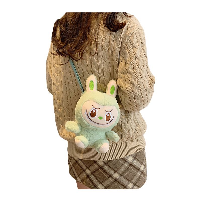 Kids Girls Labubu Soft Plush Crossbody Character Doll Bag