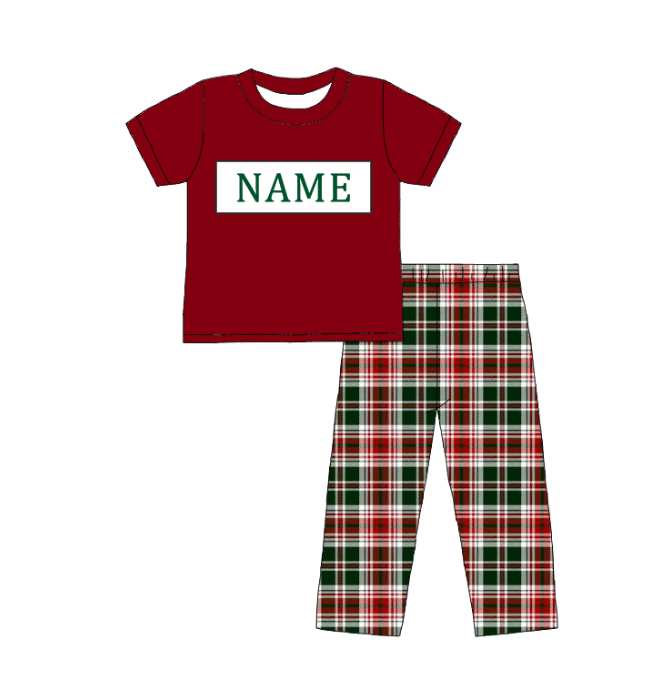 Kids Christmas Plaid Smocked Collection Custom Name Holiday Outfits