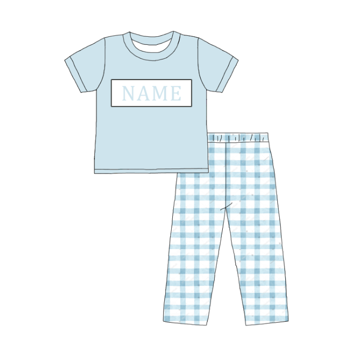 Kids Christmas Pink Blue Smocked Collection Custom Name Holiday Outfits